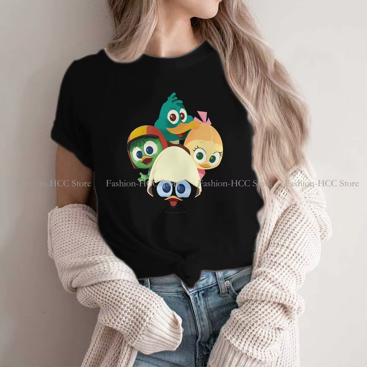 Team Classic Hipster Polyester TShirts Calimero Cartoon Female Style Streetwear T Shirt O Neck