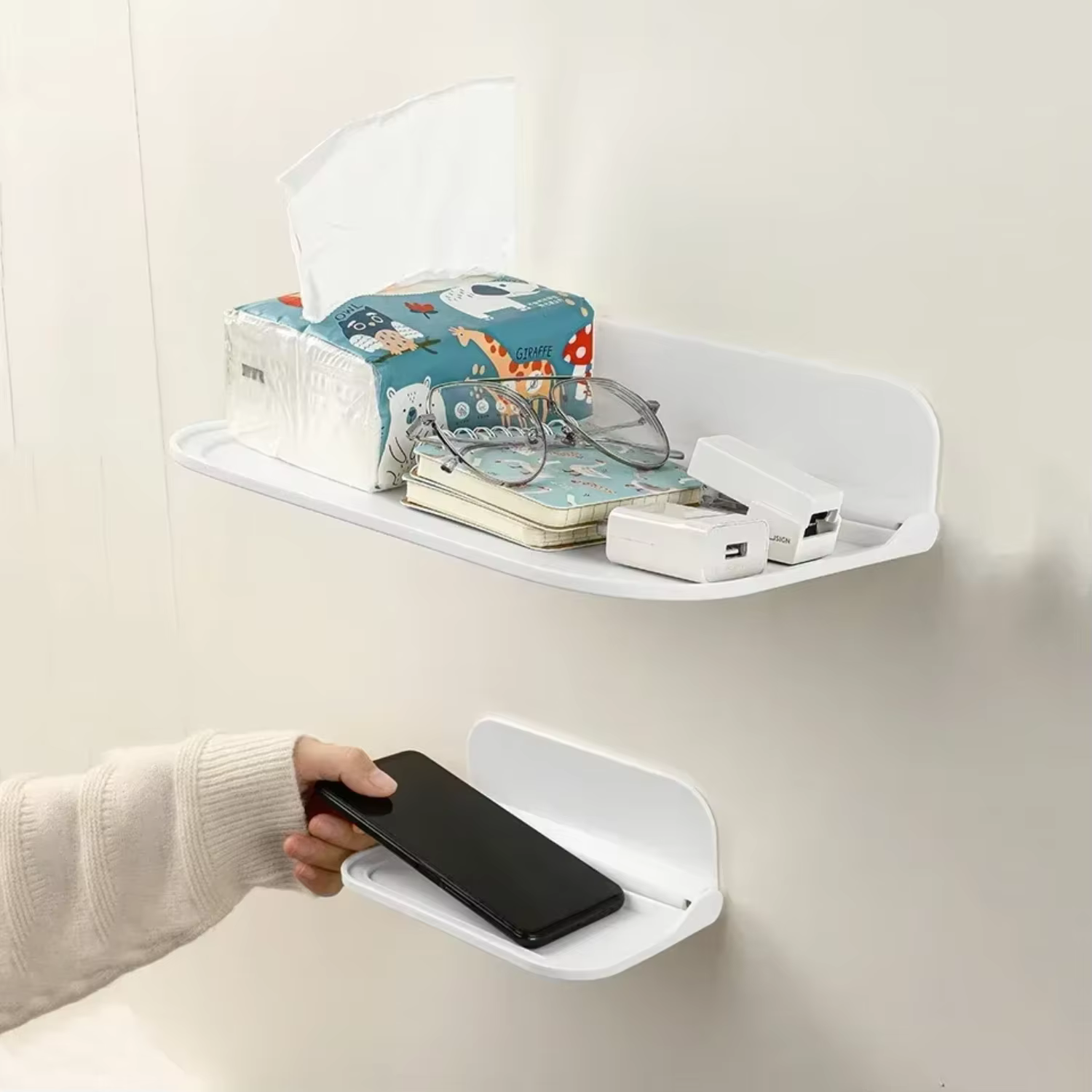 Folding Wall Rack, Space-saving, Folding storage rack, Punch-free mobile phone rack, WIFI Rau