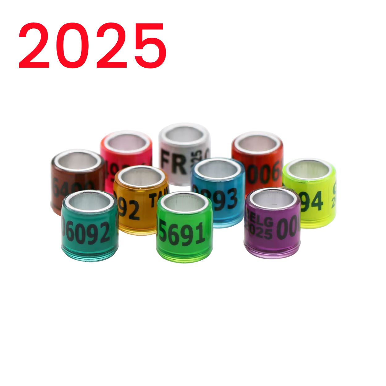 100 Pcs 2025 Aluminum Plastic Pigeon Foot Ring With Number Letter Bird Leg Sign Rings Fly Race Identification Circle