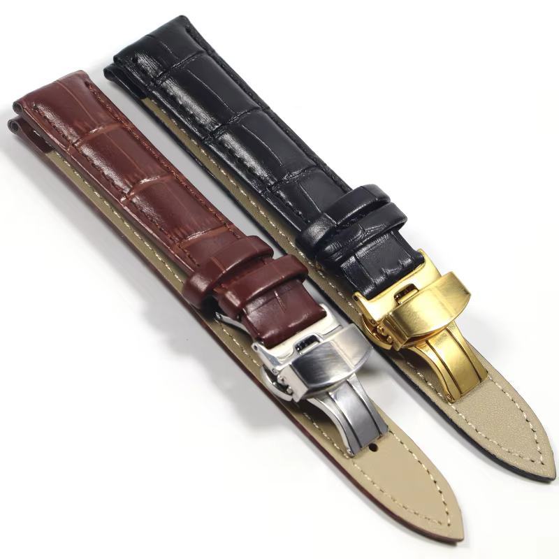 Calfskin Genuine Cow Leather Watchband Belt For Watch Strap Bracelets Butterfly Buckle Replacement 18mm 20mm 22mm 24mm