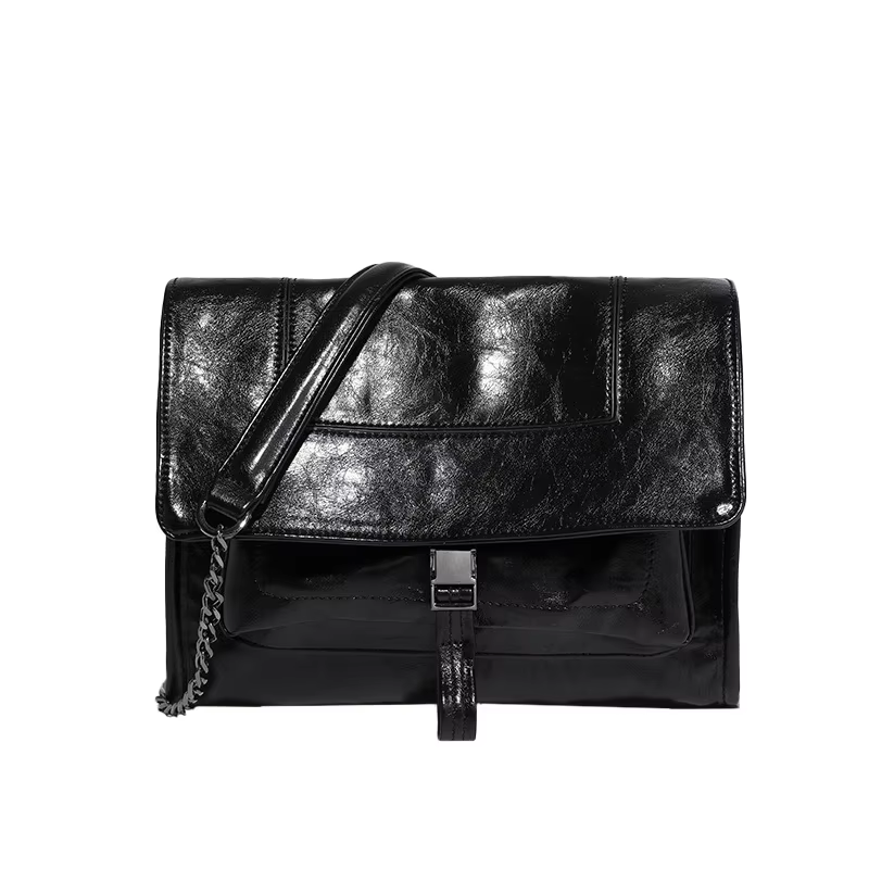 Fashion Black Folded Shoulder Bag for Women with Wrinkle Design