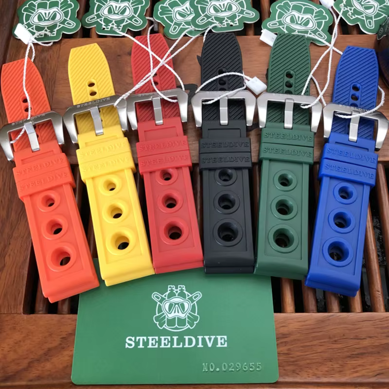 STEELDIVE Automatic Watch Strap 20MM Mechanical Watch Bands 22mm Steel Dive Watch Rubber Strap 20/22mm Fashion Watches Bracelets