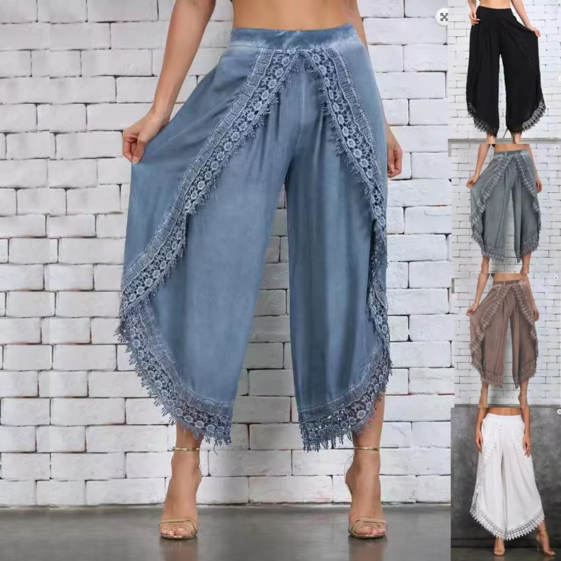 Women Fashion Pants Loose  Harem Sports Long Pant Lace Beach Light women's clothing Summer Trousers