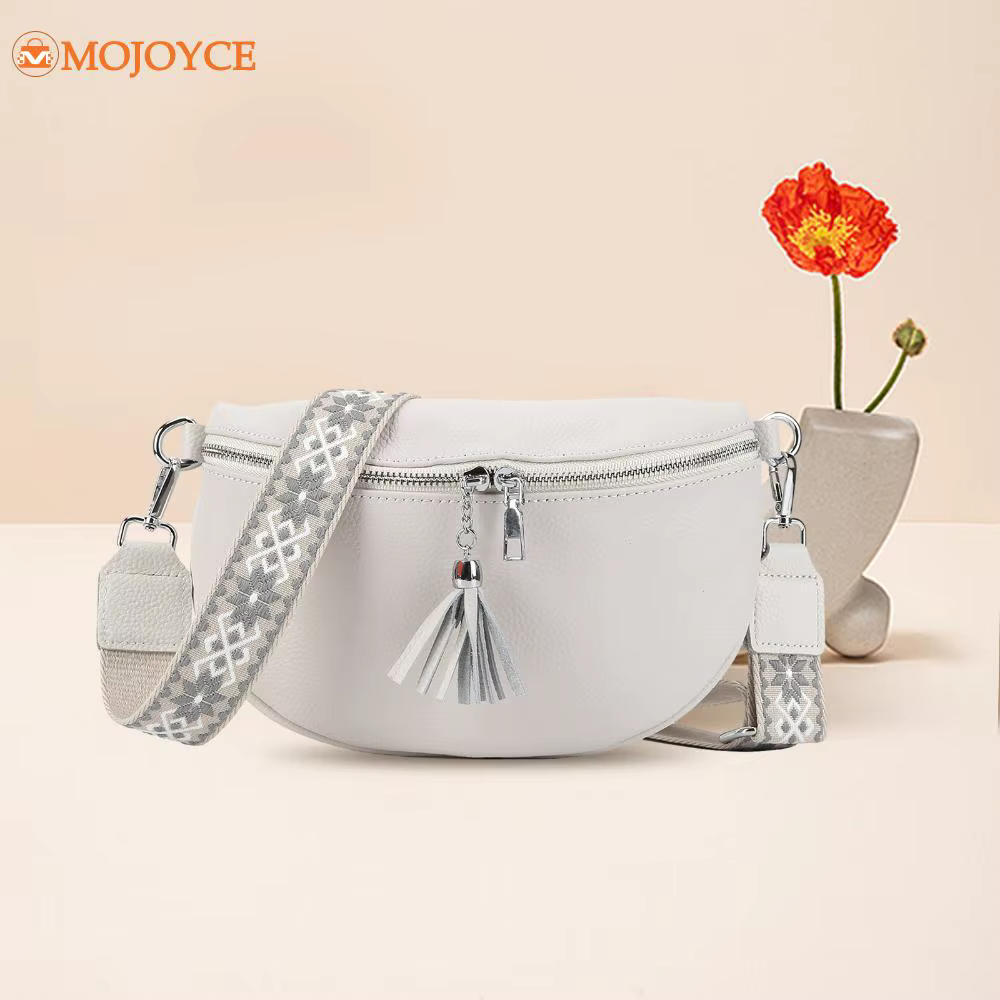 Genuine Leather Female Belt Bag Women Versatile Bum Bag Guitar Strap Classic Chest Bag Solid Color Ladies Fashion Crossbody Bags