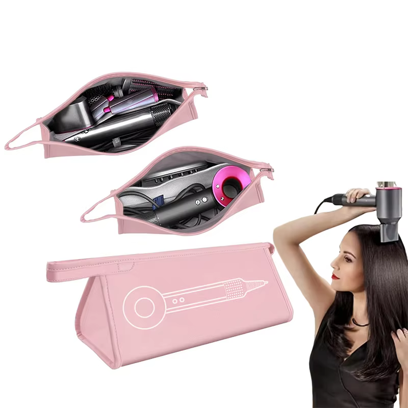 Portable  Hair Dryer Storage Bag for Dyson Fashion Hair Curler Storage Bag Curly Hair Storage Organizer Travel Bag PU Leather