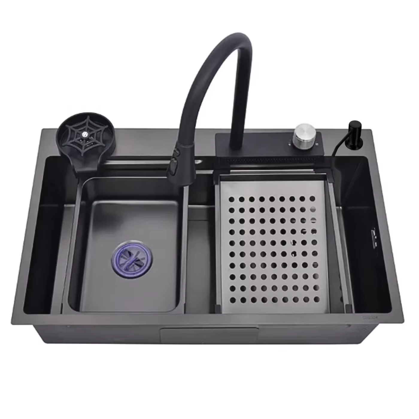 CUBA KITCHEN GOURMET PREMIUM CASCATA WITH FULL LAVATOR SPOS STINNER STEEL 201 BLACK