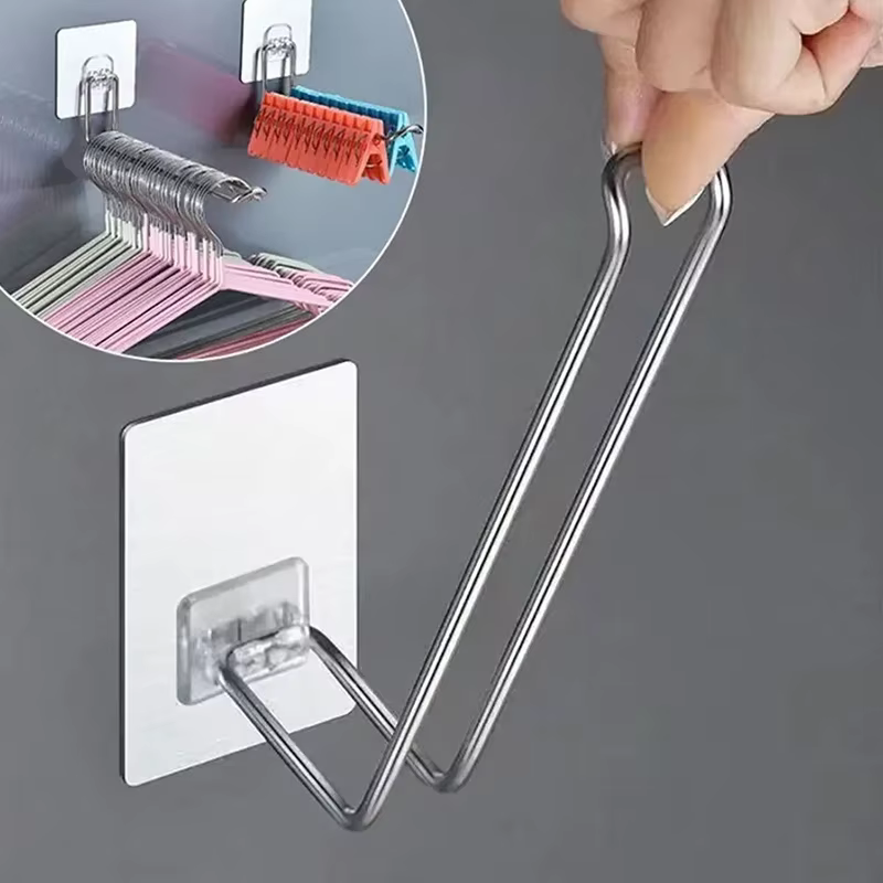 All-purpose wall-mounted hanger storage space-saving folding clothing hanger rack, windproof skid
