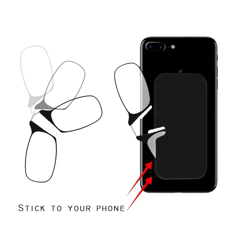 Nose Clip Reading Glasses without temples Men Tr90 Focus Plus Portable Foam Nose Glasses Transparent Eyeglasses in case