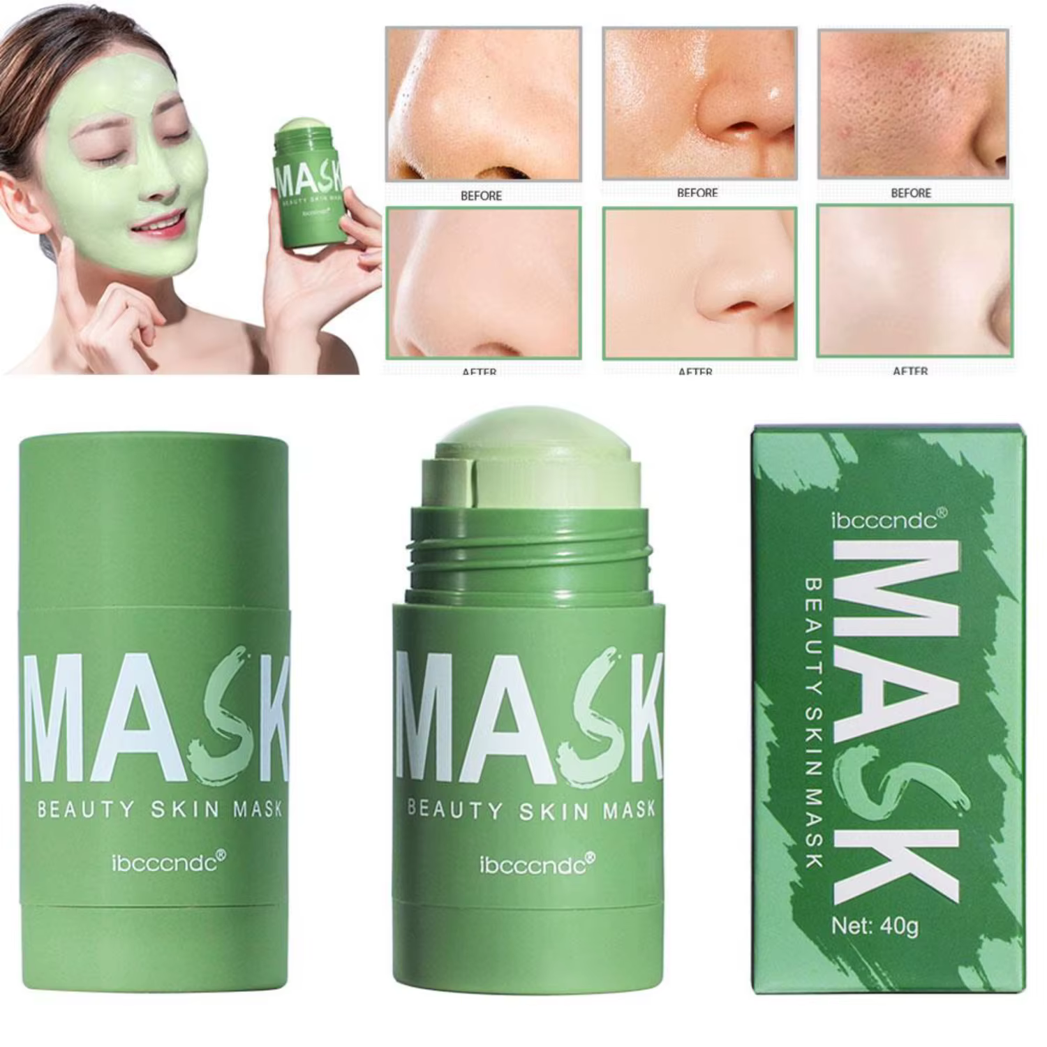 Gentle Cleansing Green Tea Mud Mask - Acne Remover and Blackheads Treatment with Oil Control - Face Mask for Clearer Skin and Po