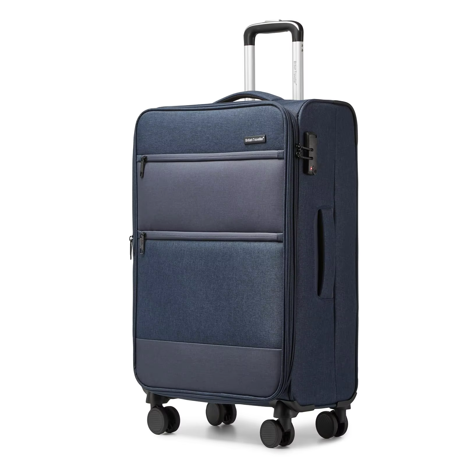 British Traveller Lightweight Check-in Luggage with TSA Lock and 4 Spinner Wheels