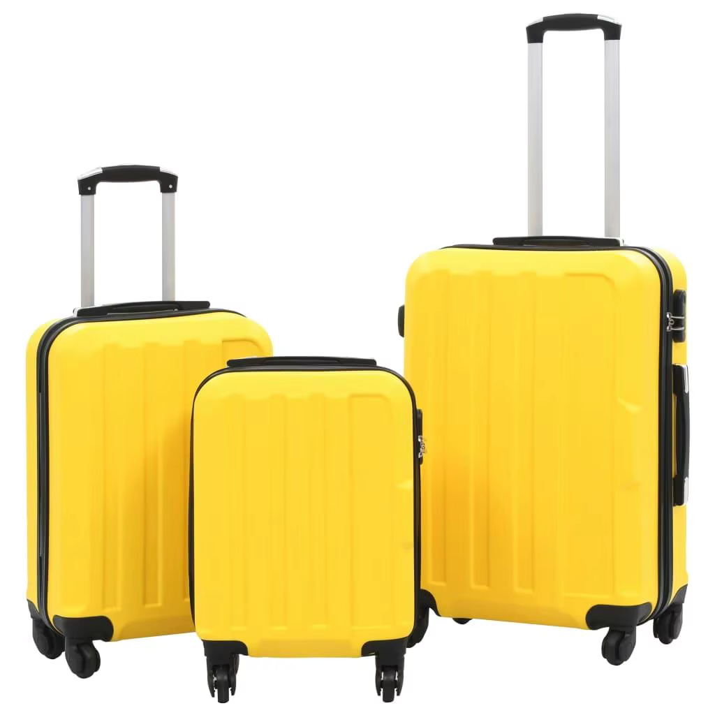 3-Piece Yellow ABS Hardcase Trolley Set - Durable Luggage for Travel