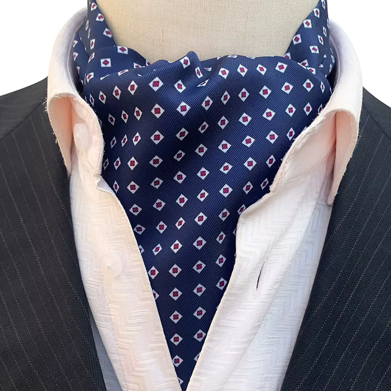 2023 Elegant Mens Ascot Necktie Plaid Floral Ties For Man Polyester Jacquard Woven Cravat For Wedding Business Party Accessories