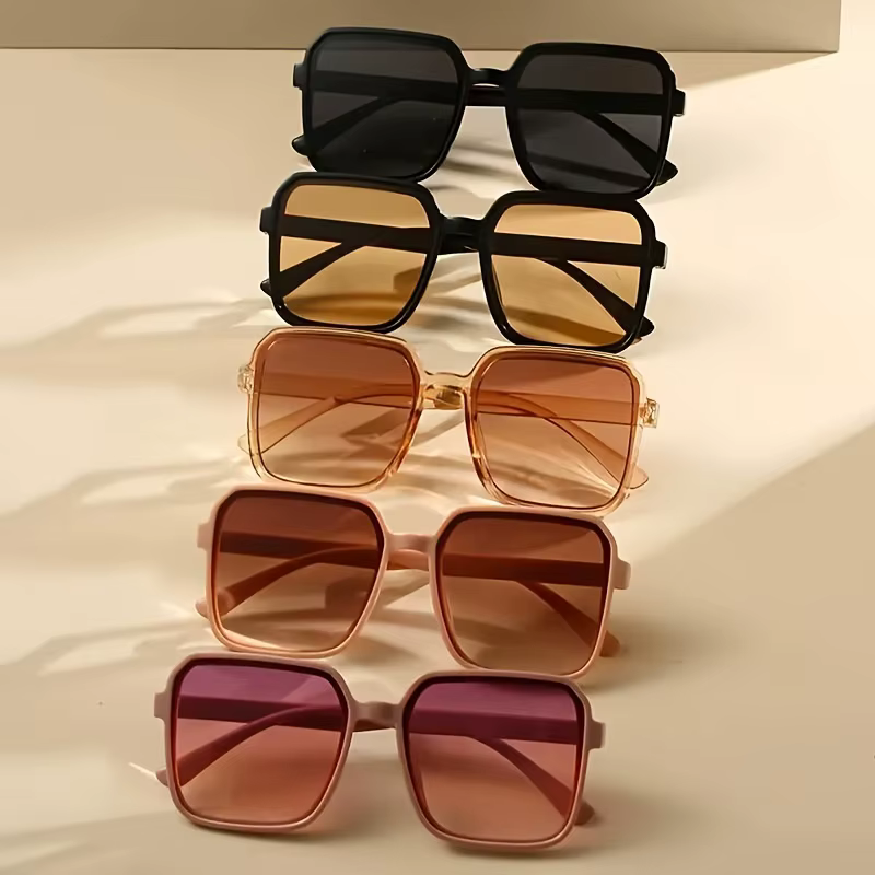 5PCs oversized square fashion fashion for women men casual gradient anti glare sun shades for vacation beach travel