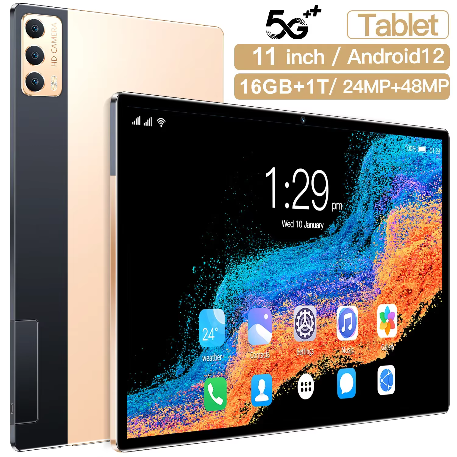 2024 New Original 11 Inch Tablets Android 12 Deca Core 16GB RAM+1T ROM Dual 5G LTE Phone Call Bluetooth WiFi GPS WPS Tablet