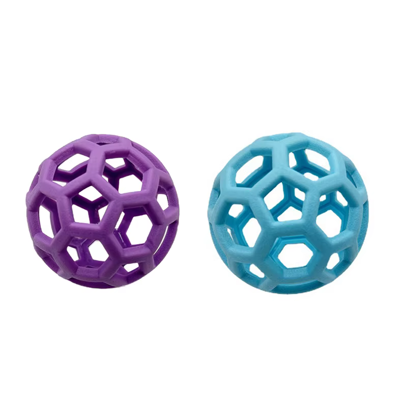 Dog Natural Rubber Chew Toy Dog Geometric Safety Ball Pet Interactive Balls Puppy Training Playing Teeth Cleaning Hollow Toys