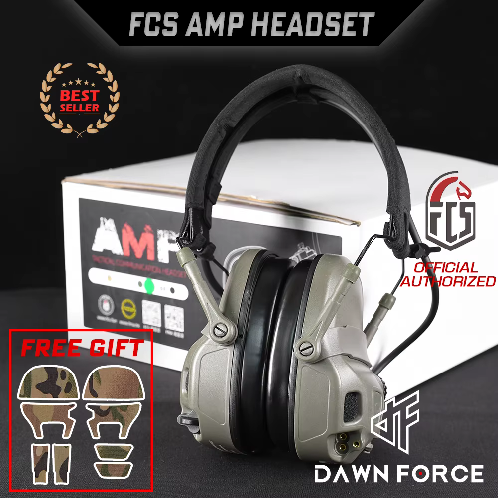 2024 New Full Digital Dual DPS FCS-Tactical FMA AMP Tactical Headset Communication with V20/V60 PTT Military Accessory