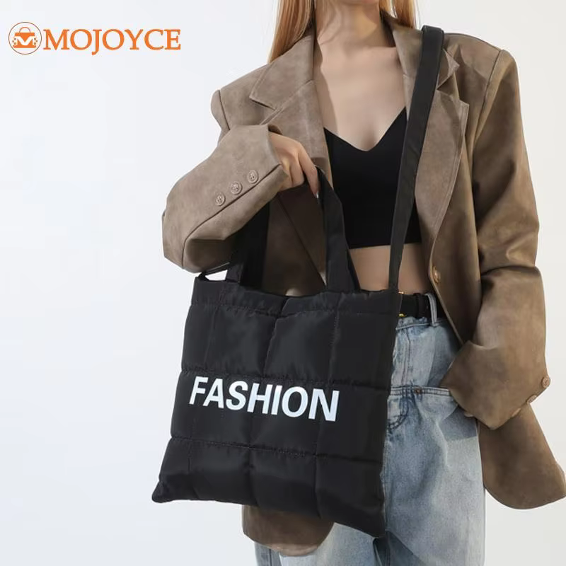 Letter Pattern Handbag Personalized Bubble Cloud Shoulder Bags Women Quilted Padded Fashion Underarm Bag Soft Down Plaid Satchel