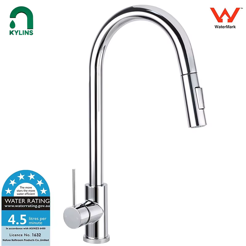 **Sydney Stock** KYLINS Pull Out Single Lever Kitchen Faucet Sink Tap Chrome Stainless steel 2 Mode kitchen mixer WELS WaterMark
