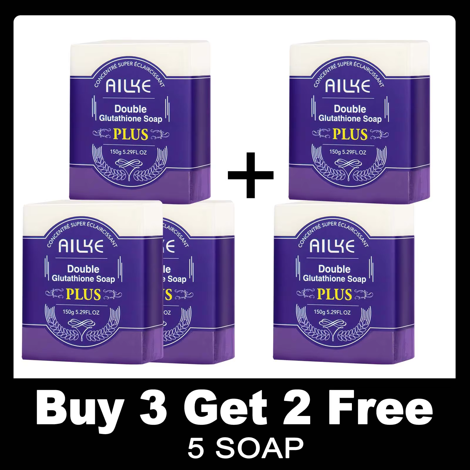 AILKE Skin Care Beauty Bar For whiten Skin, With Glutathione, Lavender, Clean Hydrate Skin, Fresh Body and Facial Cleanser