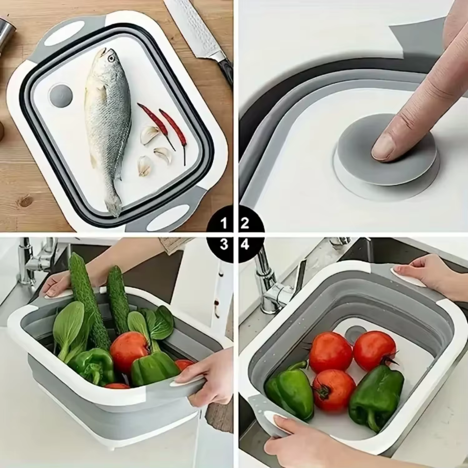 1 Vegetable Ching-board, multifunctional vegetable chboard, folding vegetable and fruit sink storage basket