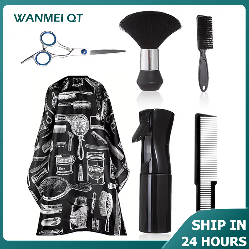 6pcs set Professional Waterproof Hairdressing Shawl Bib paper Set Nylon Hairdressing Salon Barber shop hair styling tools