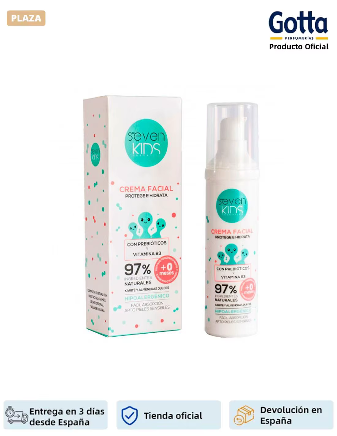 SEVEN KIDS-face cream with prebiotics and vitamin B3 - 50 ML-beauty and health, bath and shower, bath-infant facial cream.