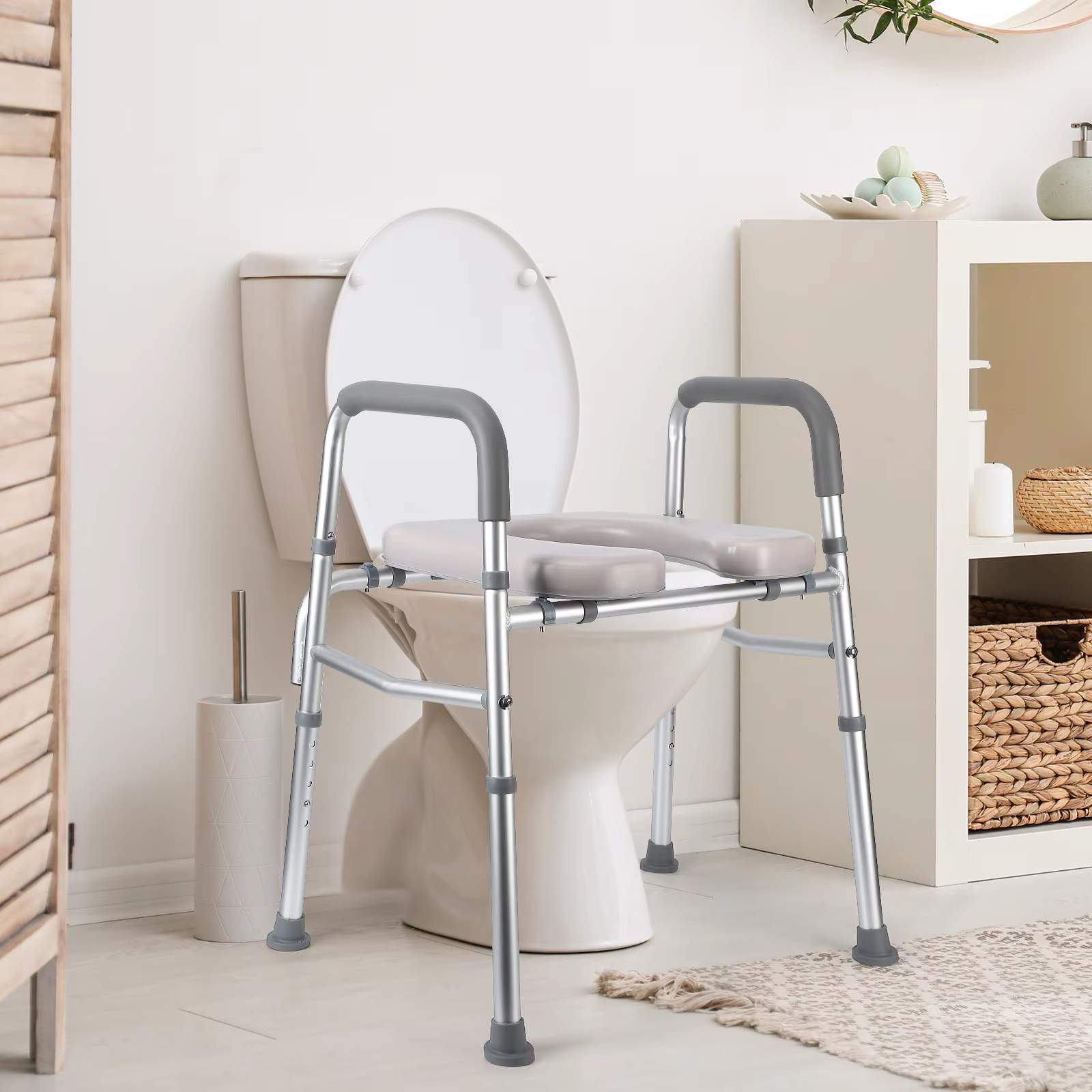 Raised Toilet Seat with Handles for Seniors,Adjustable Height Toilet Chair for Elderly Disabled,Adult Potty Chair for Seniors