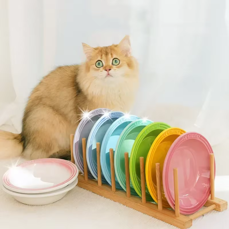 Extra Wide Raised Cats Food Bowl,Elevated Pets Bowls Anti-Vomiting Cat Feeder Whisker Stress-Free Dog Ceramic Cat Feeding Bowls