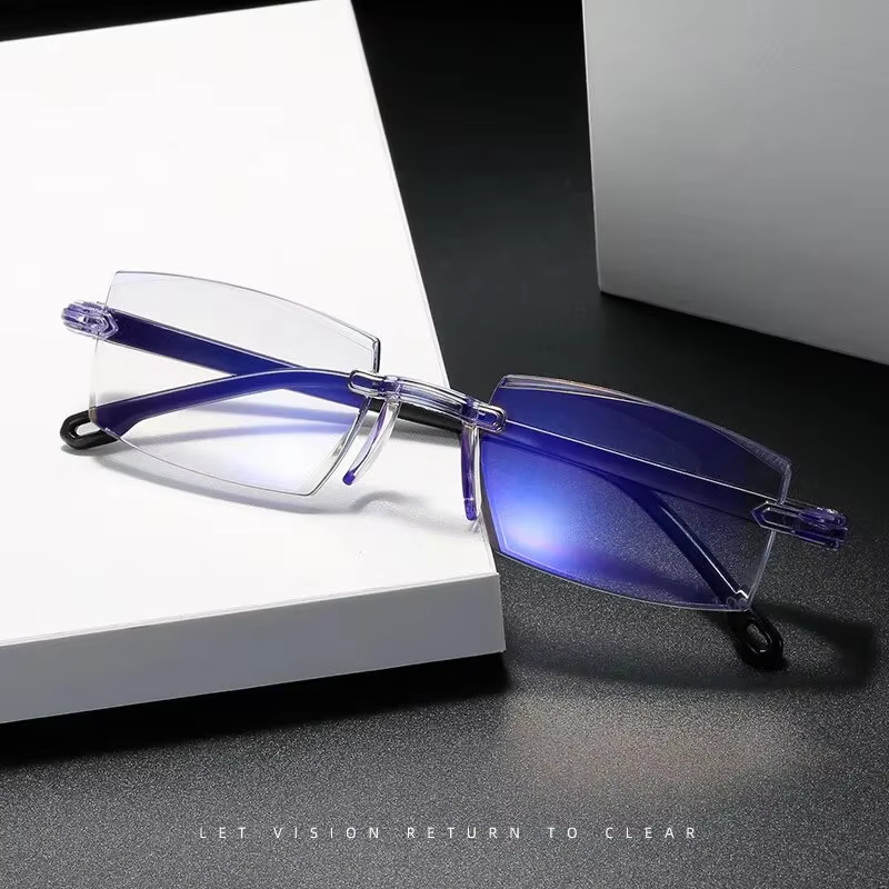 2024 Frameless Diamond Cut Anti Blue Light Universal Presbyopia Glasses For Men And Women Reading Glasses