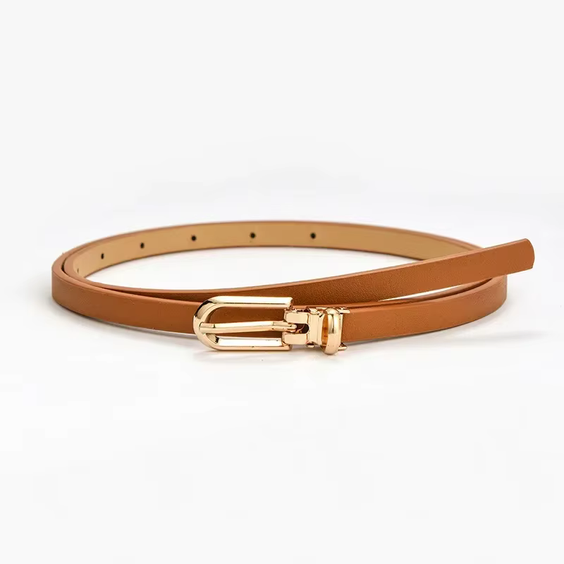 Women's adjustable PU leather artificial leather belt, black red, candy color, thin skinny waistband, fashion dress