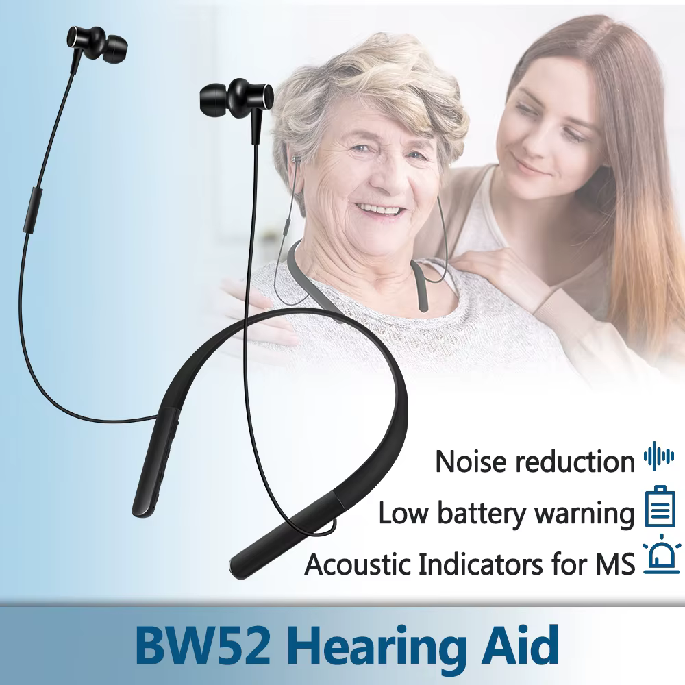 Bluetooth Rechargeable Hearing Amplifier & Aids with App control Wireless Aid Hearing Neckband Sound Amplifier for Hearing Loss