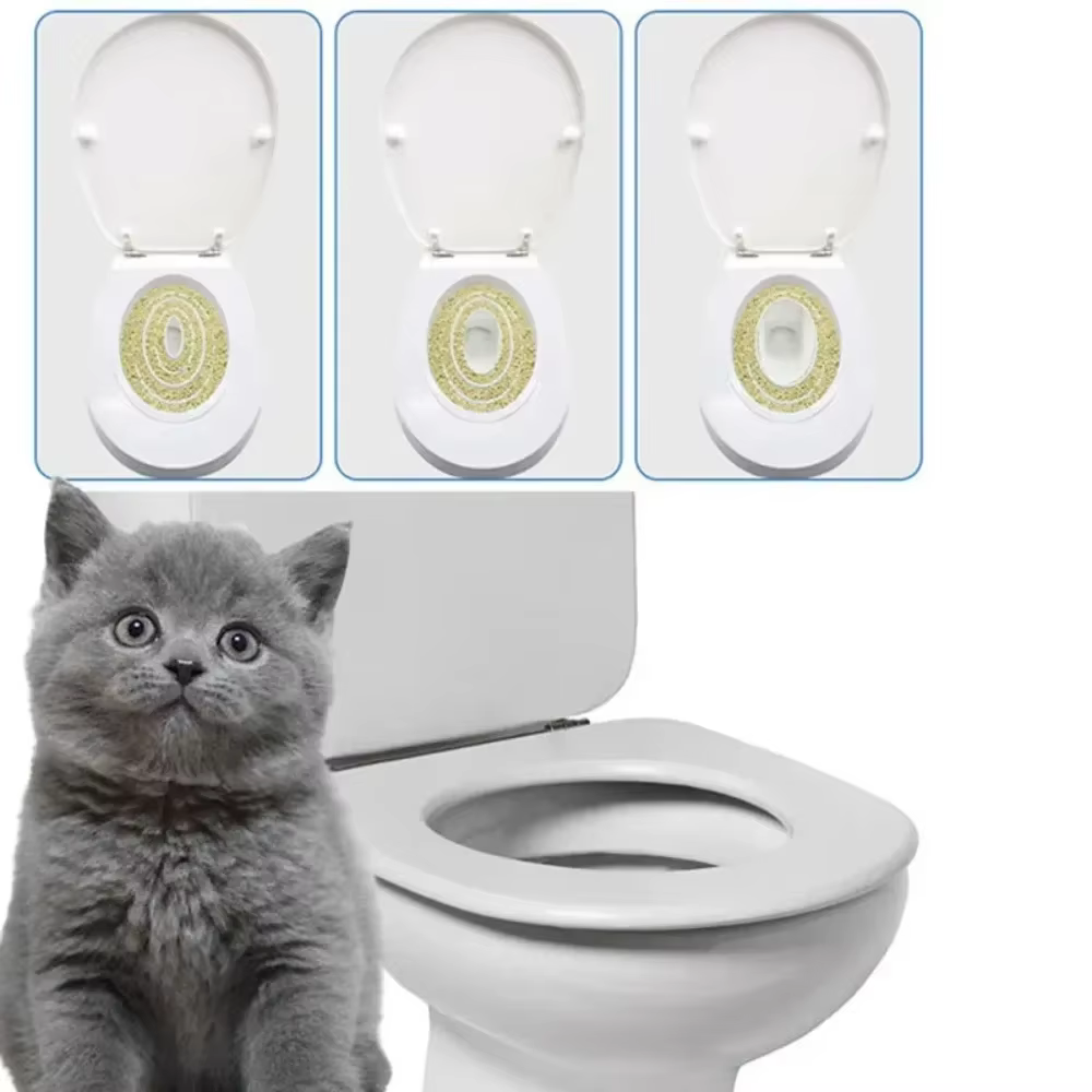 Plastic Cat Toilet Training Kit Reusable Puppy Cat Litter Box Mat Cat Toilet Trainer Toilet Pets Cleaning Cats Training Product