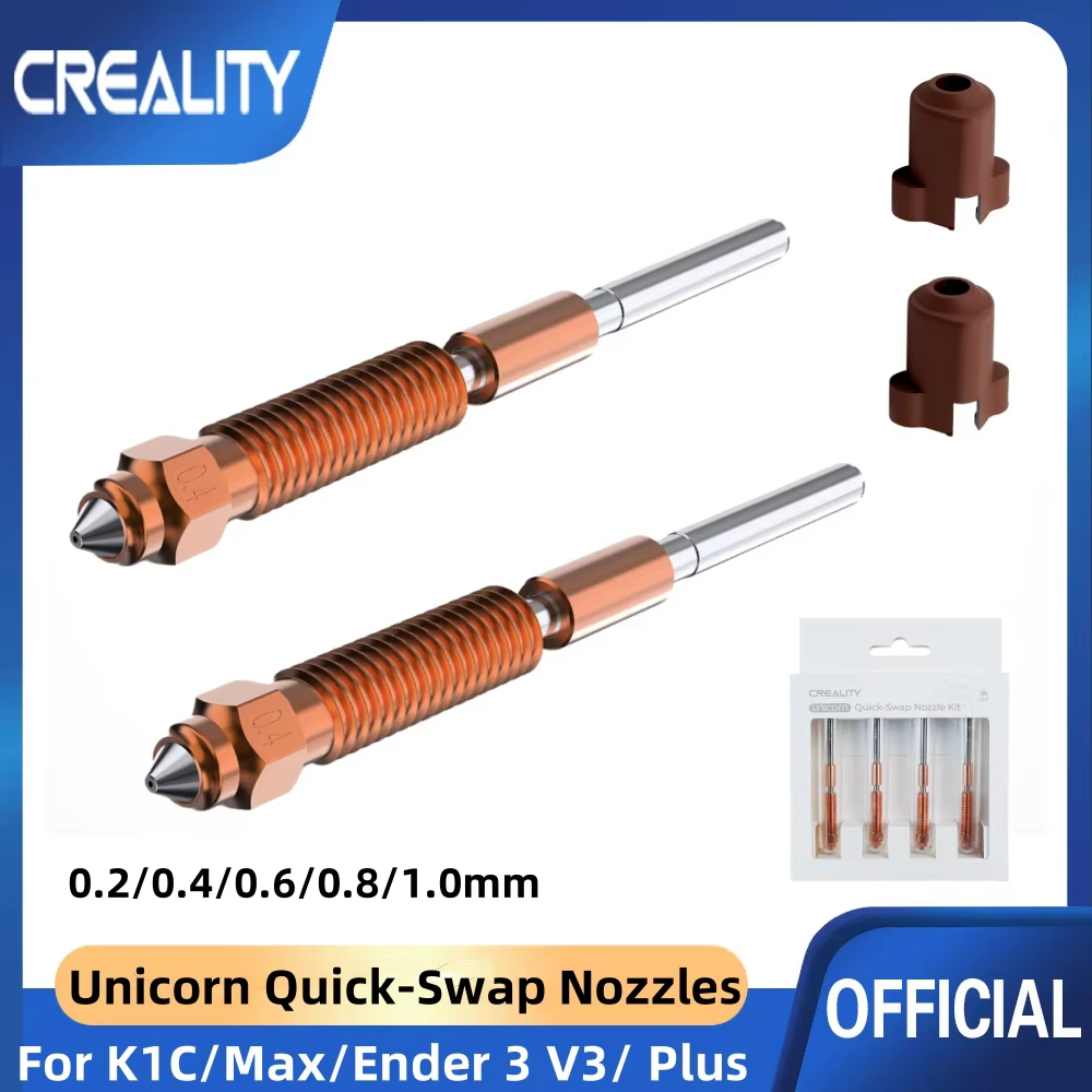Creality 2pcs K1C/Ender 3 V3 Unicorn Quick-Swap 3D Printer Nozzle Kit 0.2/0.4/0.6/0.8/1.0mm for Creality K1C/Ender 3 V3/V3 Plus