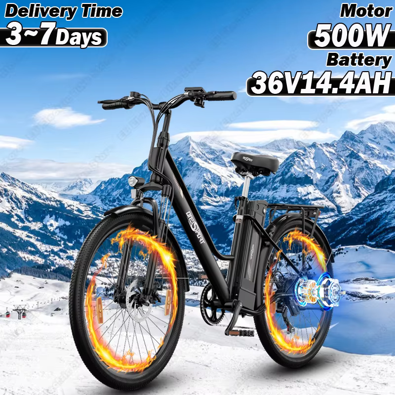 OT18 Electric Bike 500W Brushless Motor 36V14.4Ah Lithium Battery City Aluminum Ebike 26-in Tire Adult Mountain Electric Bicycle