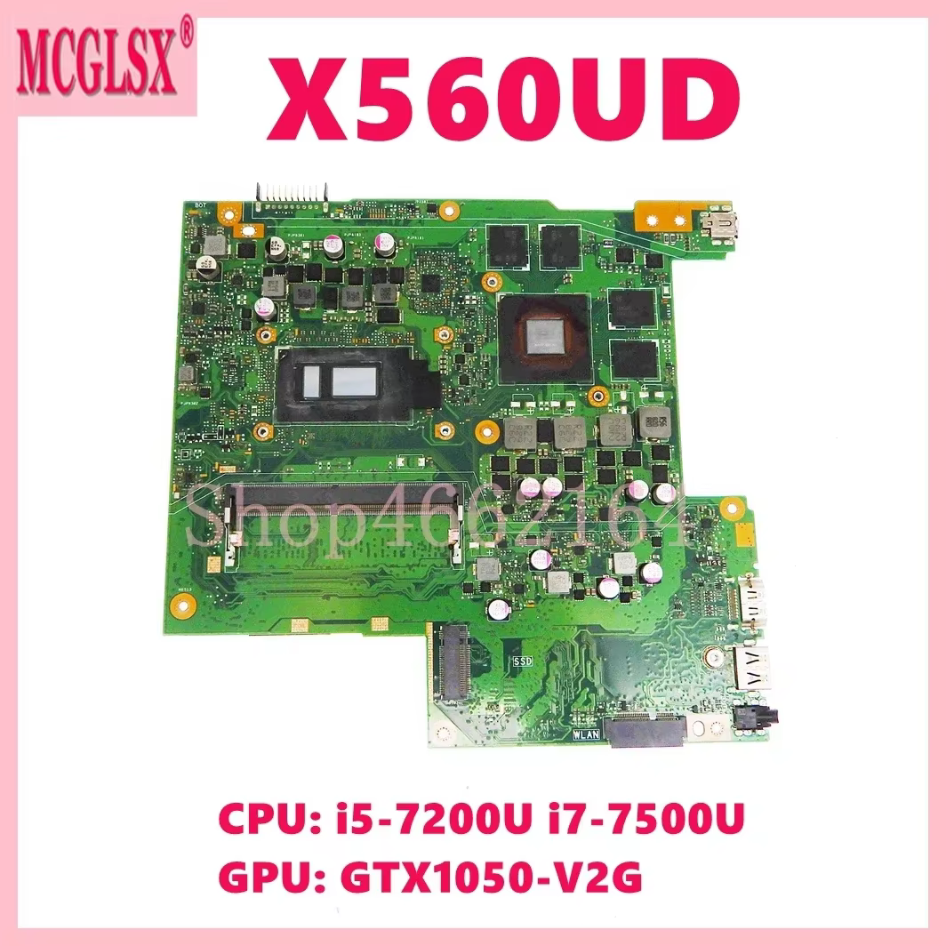 X560UD with i5-7200U i7-7500U CPU GTX1050 GPU Mainboard For Asus X560UD F560UD A560UD K560UD Laptop Motherboard 100% Tested OK