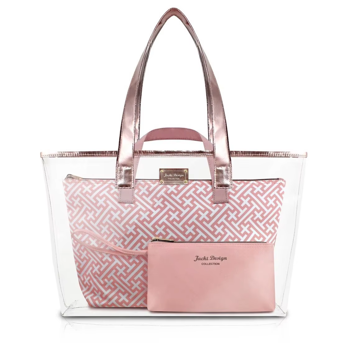 Transparent Bag with 3 Pieces Jacki Diamonds Design