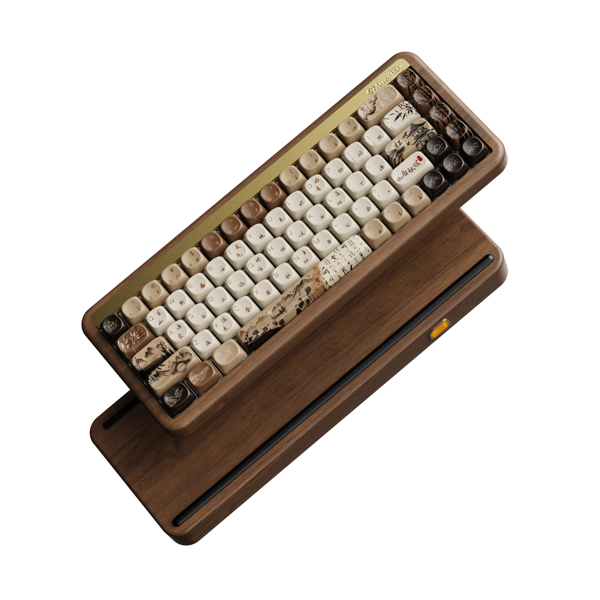 Akko MU01 Mountain Seclusion Wooden Mechanical Keyboard RGB Hot-swappable BT 5.0/2.4G Wireless & Type-C Wired Gaming Keyboard