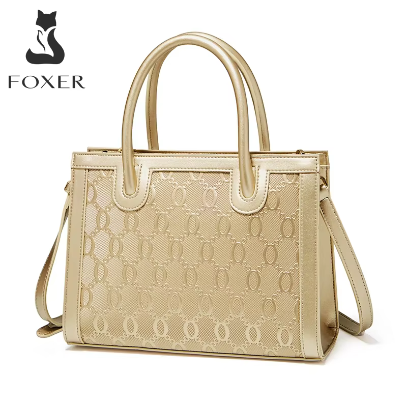 FOXER Women's Split Leather High Quality Handbag Lady Fashion Workplace Small Tote Commuter Female Luxury Crossbody Shoulder Bag