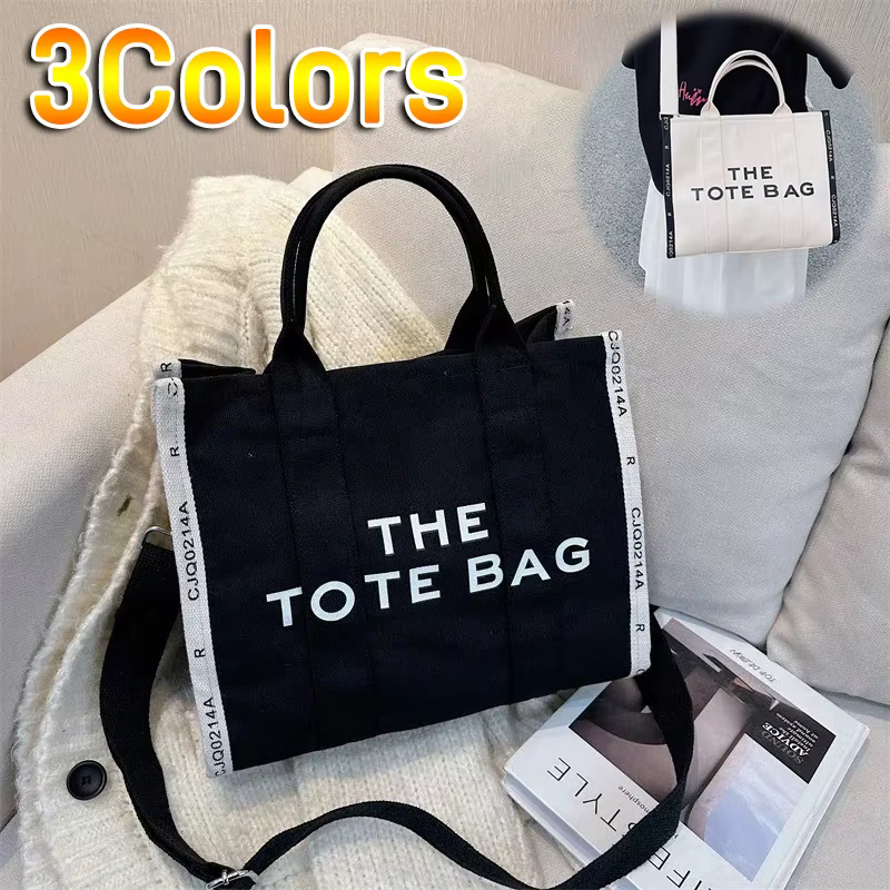 3Colors Canvas new Tote bag simple fashion diagonal bag hand letter-printed large bag shoulder bag women's bag