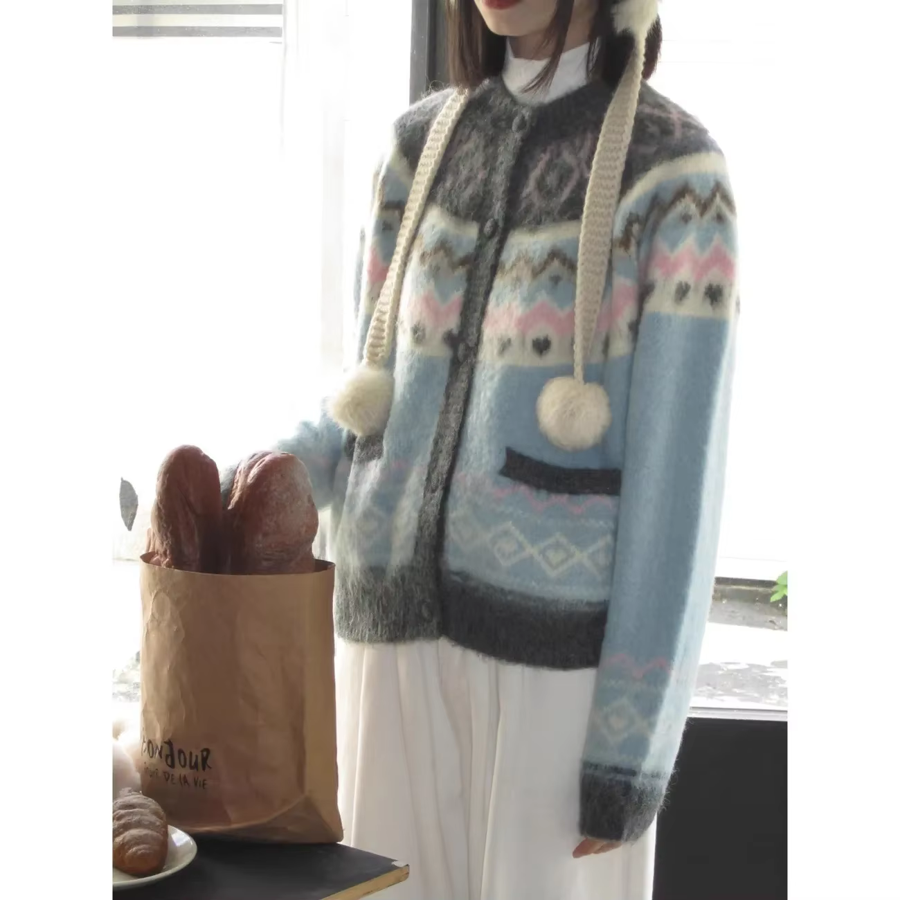 Retro Knitted Sweater Jacket for Women Autumn/Winter Korean Loose Thick Outerwear Lazy Wind cardigan