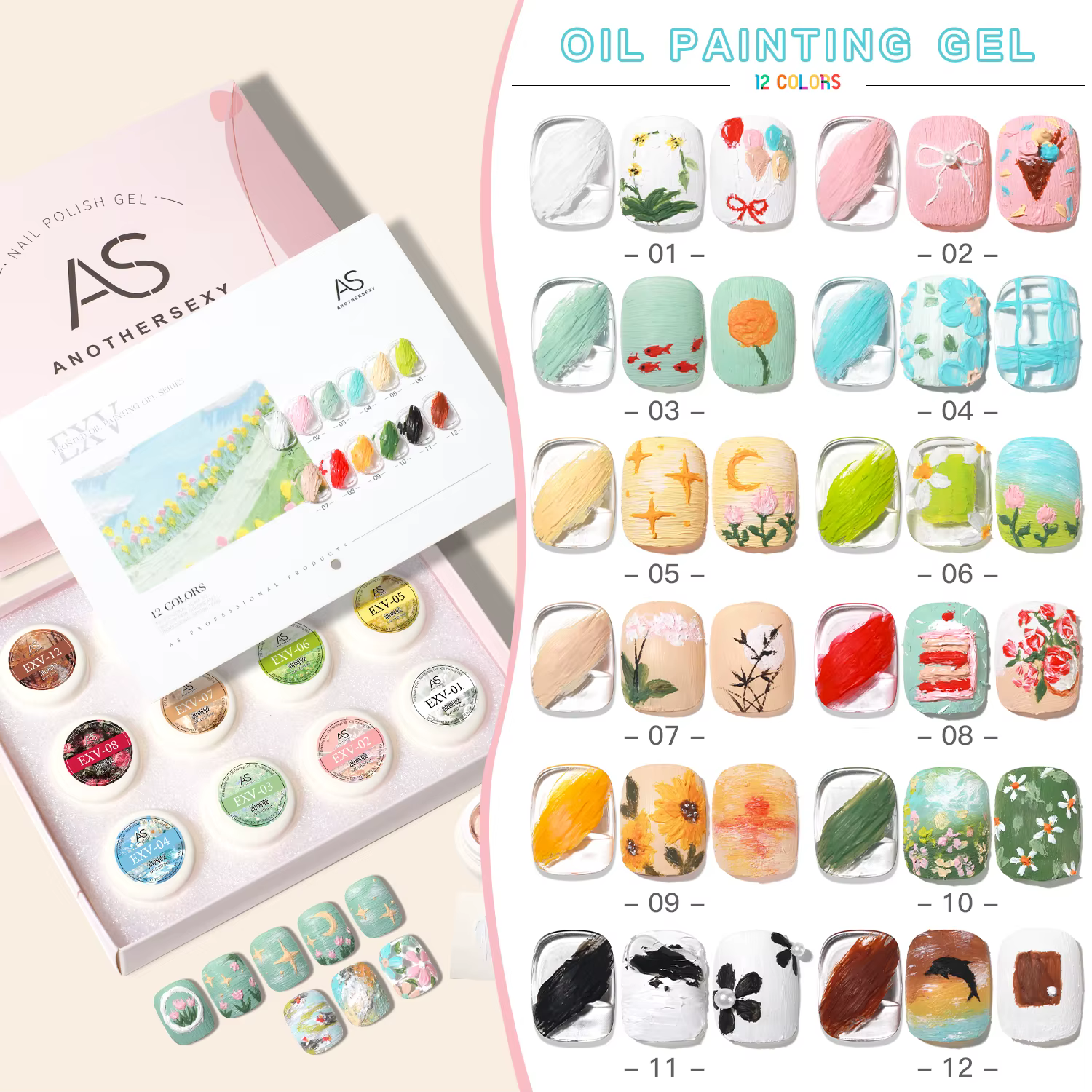 AS 12pcs No Wipe Oil Painting Gel 5ml Liner Color Gel No Flowing Nail Art Semi Permanent Manicure Drawing Gel