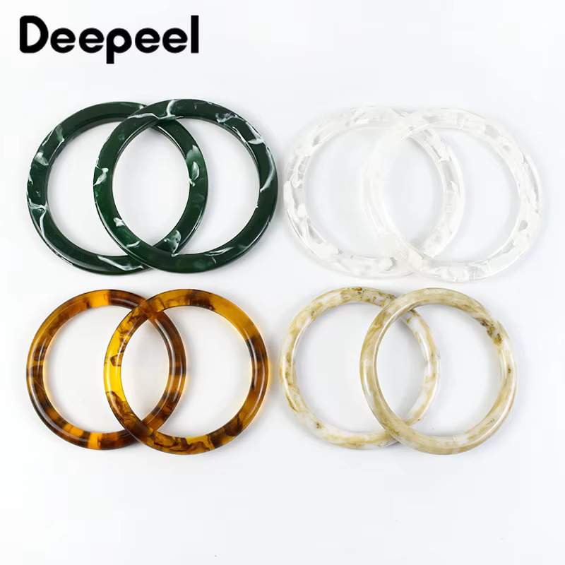 2Pcs=1Pair Deepeel 10cm Amber Resin Round Handle Fashion D-shaped Handles Bags Handbags Handmade DIY Craft Bag Accessory