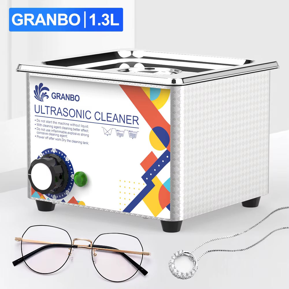 Granbosonic Ultrasonic Cleaner 800ML 1L 40KHz 35W 60W Easy Operation Jewelry Glasses Makeup Washer Bath New Design