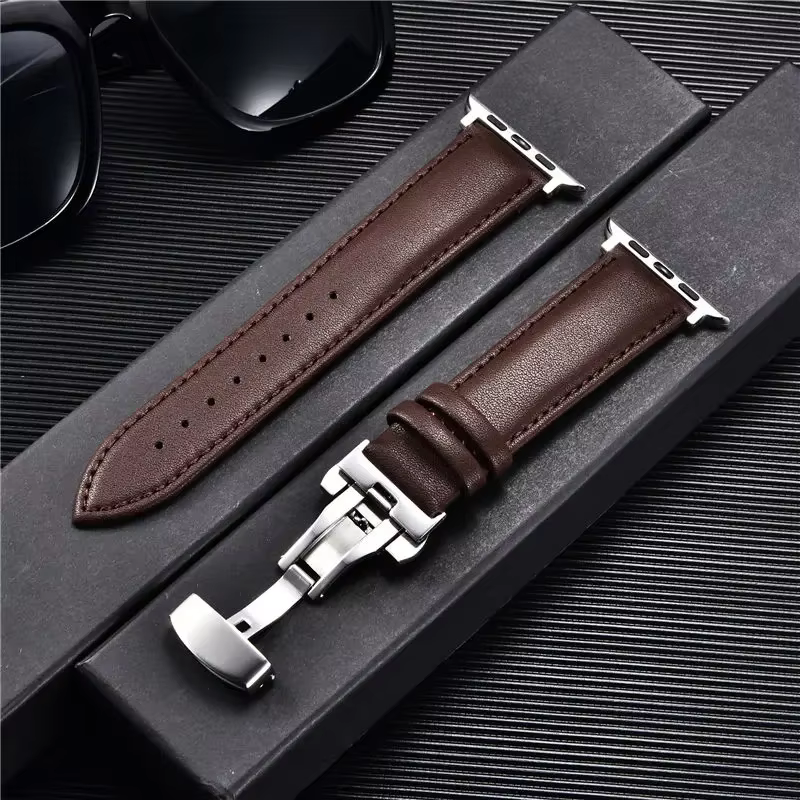 Business Calfskin Men's and Women's Watch Strap for Apple Watch Ultra SE 9 8 7 6 5 4 3 Strap for Iwatch 38/40/41mm 42/44/45/49mm