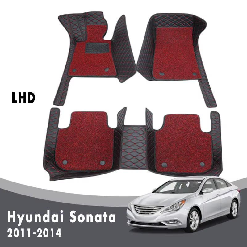 Car Floor Mats Carpets For Hyundai Sonata YF 2014 2013 2012 2011 2010 Luxury Double Layer Wire Loop Auto Interior Custom Rugs