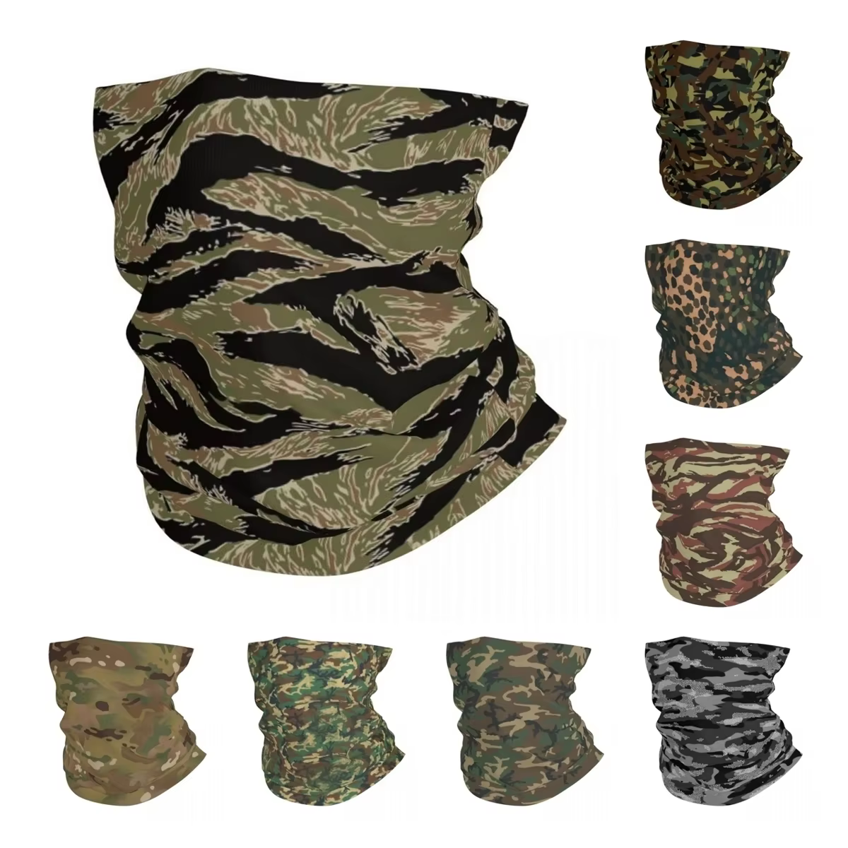 Tiger Stripe Camo Bandana Neck Cover Printed Face Scarf Multi-use Headband Outdoor Sports for Men Women Adult Winter