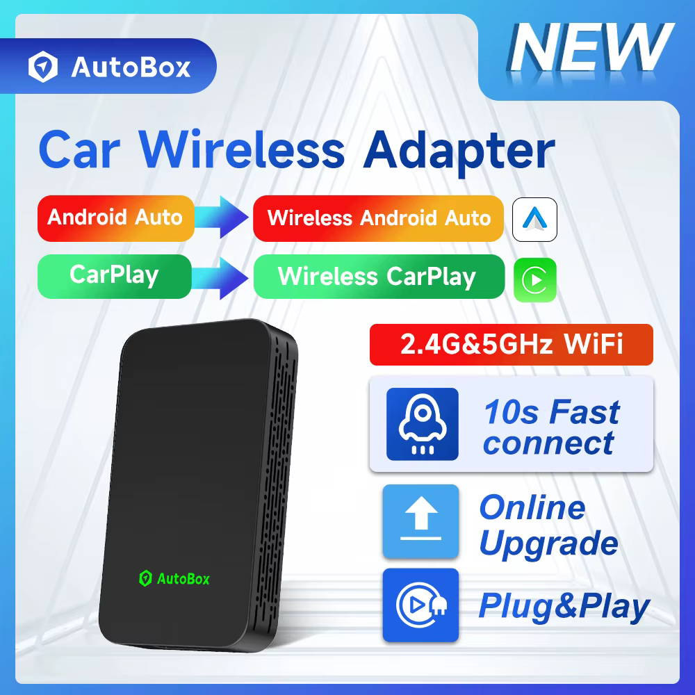 2air Autobox 5.0 Wireless Apple CarPlay Wireless Android Auto Box 2.4G&5.8Ghz WiFi BT Connect Plug&Play For Wired AA CP Cars