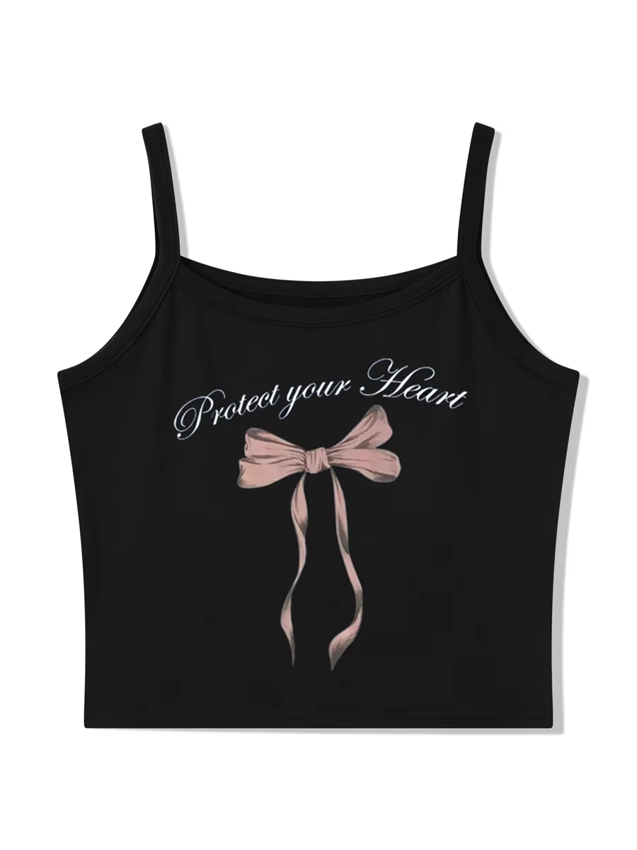 Women s Summer Cami Tops Cute Bow Cherry Print Tank Tops Sleeveless Spaghetti Strap Camisoles