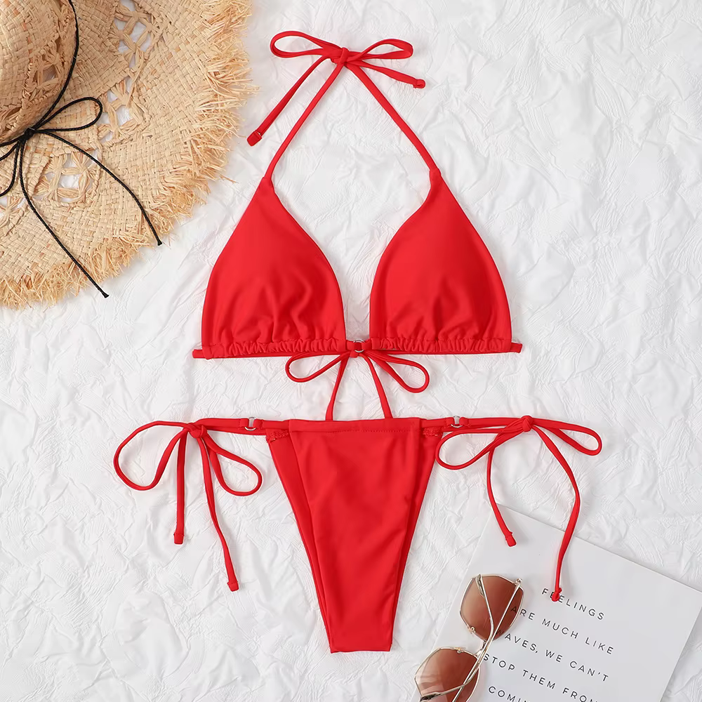 Women's Sexy Bandage Bikini Suit, Brazilian Bandage Swimsuit, Beach Push Up Swimsuit, Lace Up Swimwear, Summer, New, Factory Dir