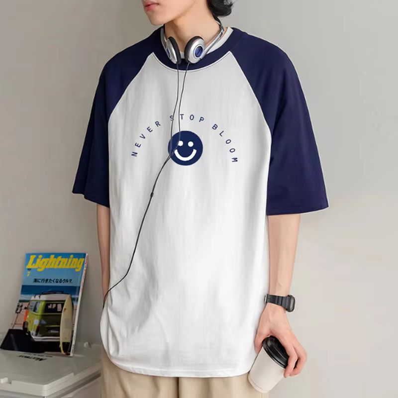 Men's and women's academy Nalanmyeon 100% Smiles logo-type color overfitting and half-sleeved T-shirt long tee M ~ 2XL self-made TS2871